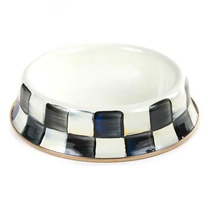 MacKenzie-Childs Courtly Check Enamel Cat Dish