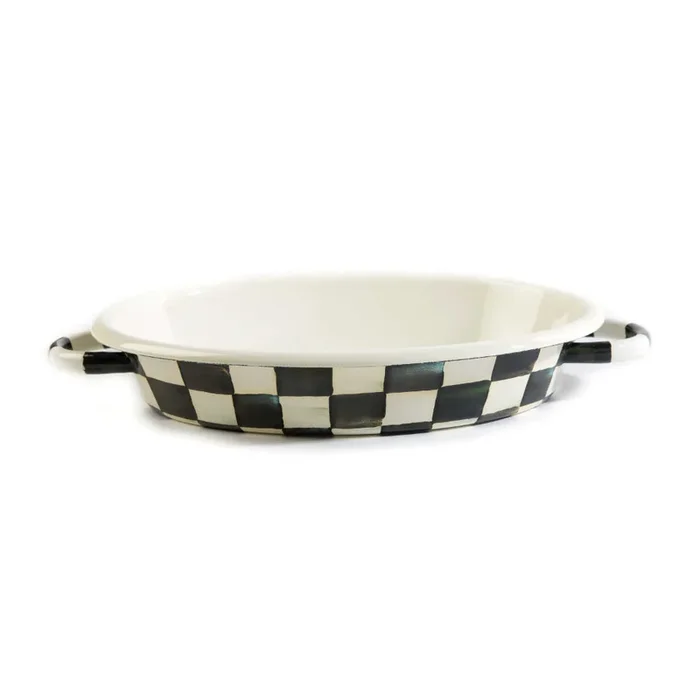 MacKenzie-Childs Courtly Check Enamel Oval Gratin Dish- Medium
