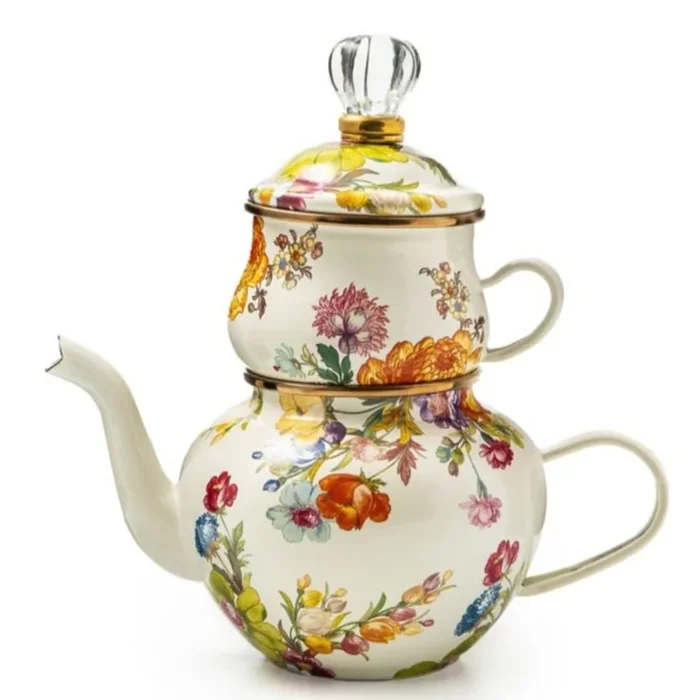MacKenzie-Childs Flower Market Enamel High Tea – White