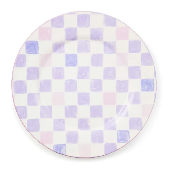 Mackenzie-Childs Lilac Check Round Platter