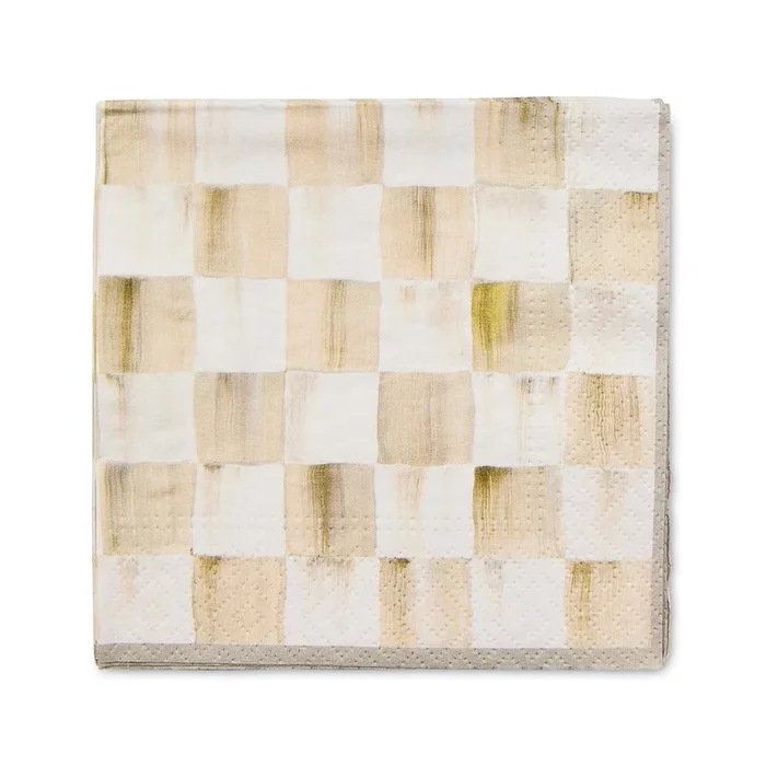 Mackenzie-Childs Mocha Check Cocktail Paper Napkins – Pack of 20