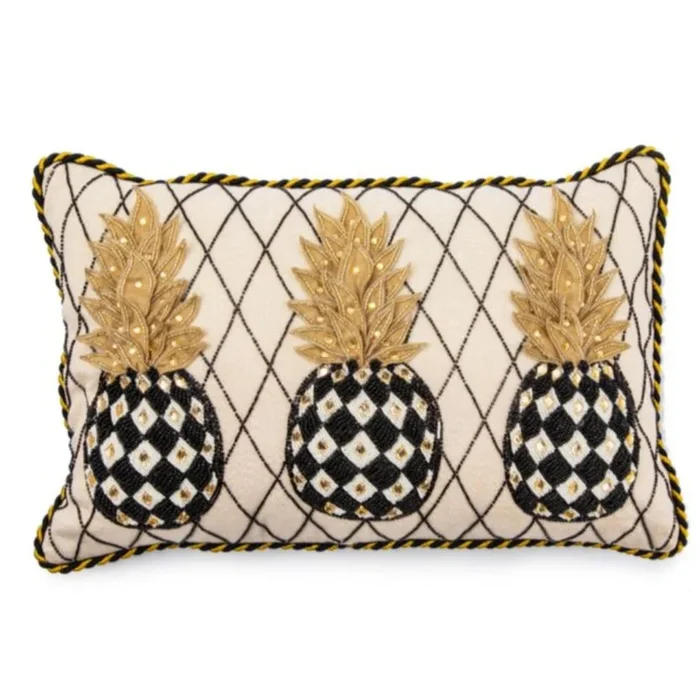 MacKenzie-Childs Pineapple Lumbar Pillow – Ivory