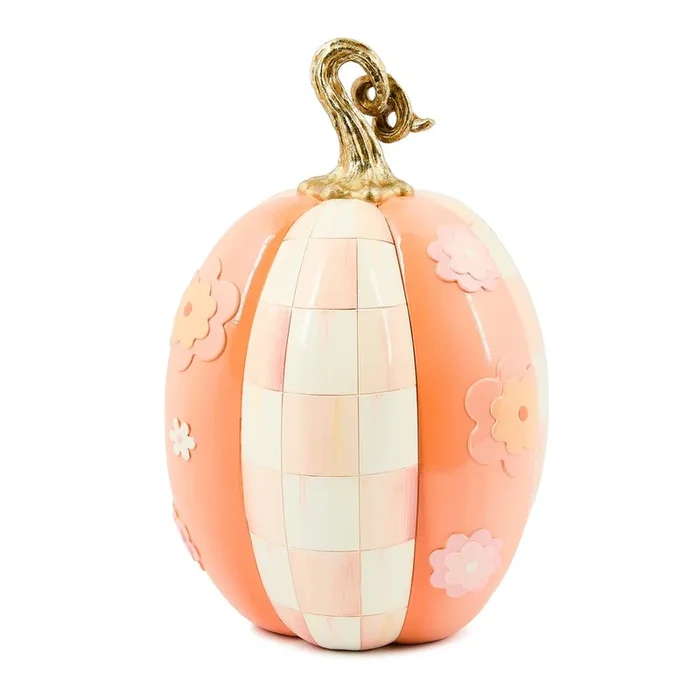 MacKenzie-Childs Rosy Check Flower Power Pumpkin