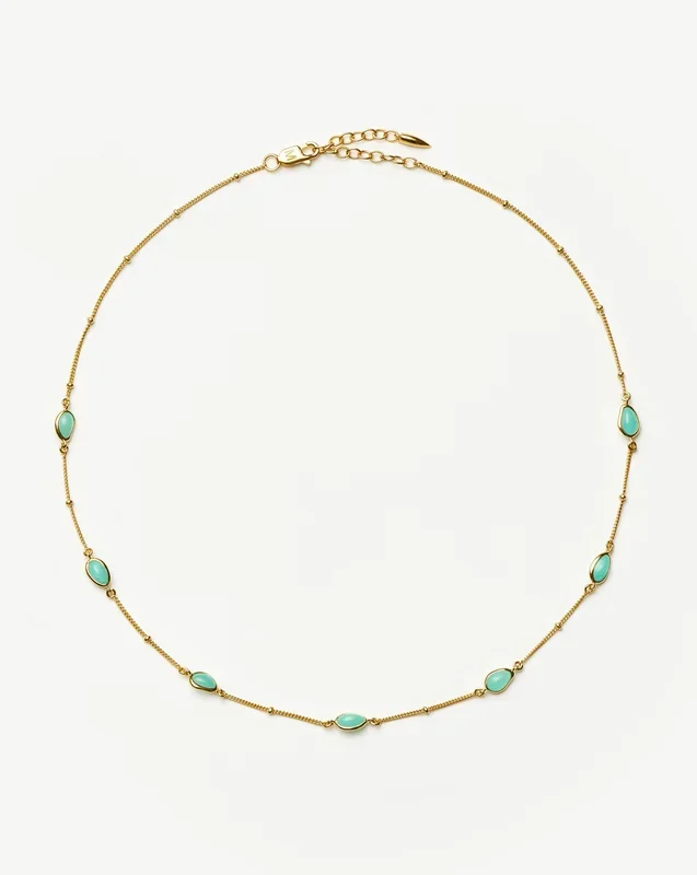 Magma Gemstone Charm Choker | 18k Gold Vermeil/Amazonite