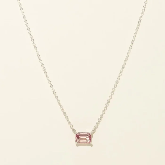 Maine Pink Tourmaline Necklace in Sterling Silver