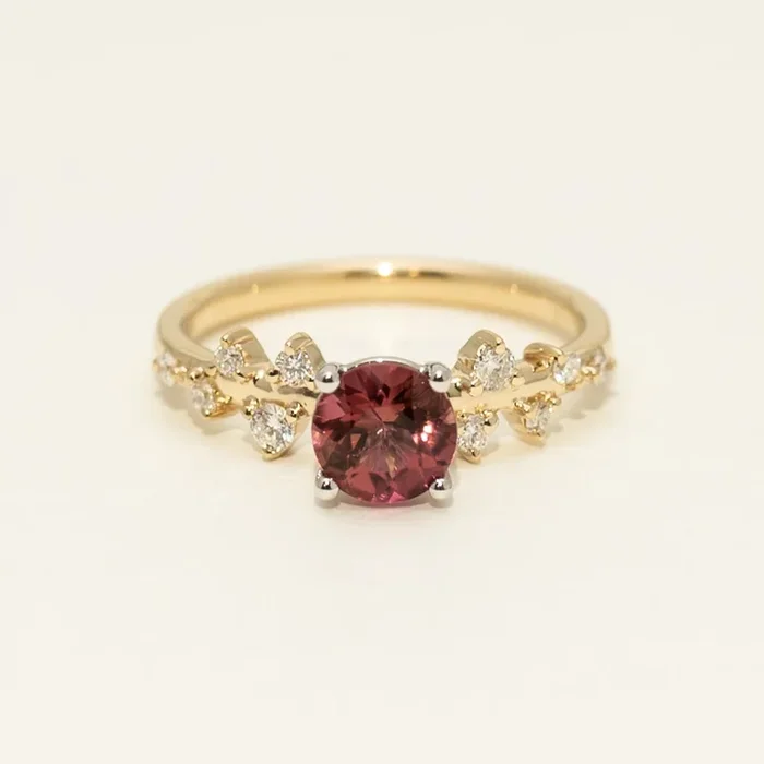 Maine Pink Tourmaline Ring in 14kt Yellow and White Gold with Diamonds (1/5ct tw)