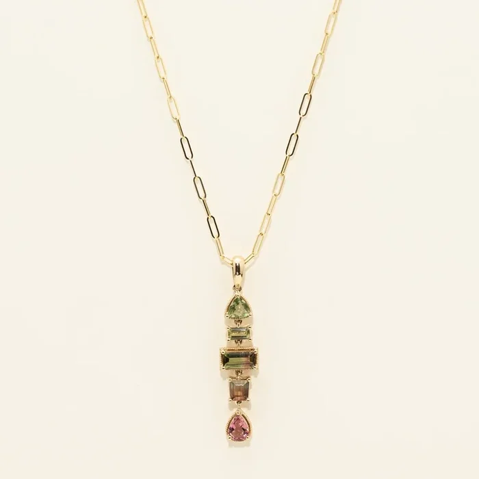 Maine Tourmaline Necklace in 14kt Yellow Gold