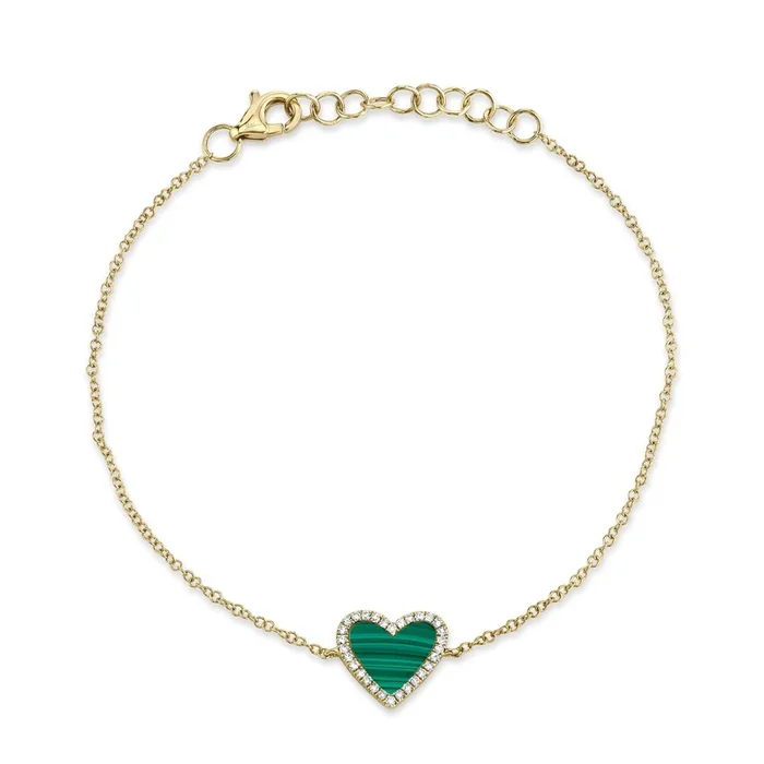 Malachite & Diamond Heart Bracelet