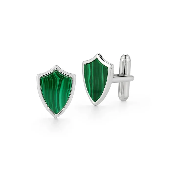 Malachite Shield Cufflinks