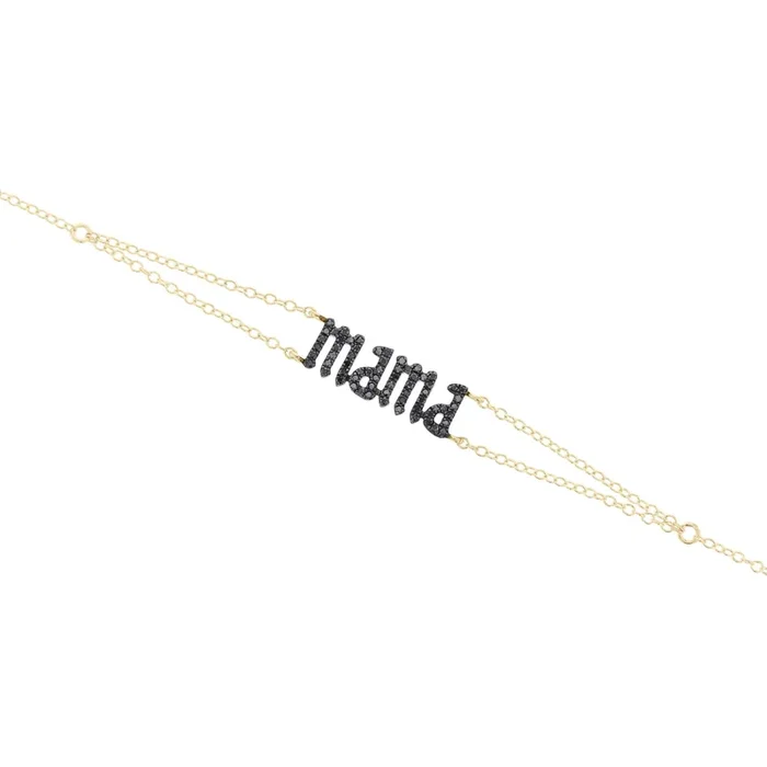 Mama Gothic Letter Black Diamond Bracelet