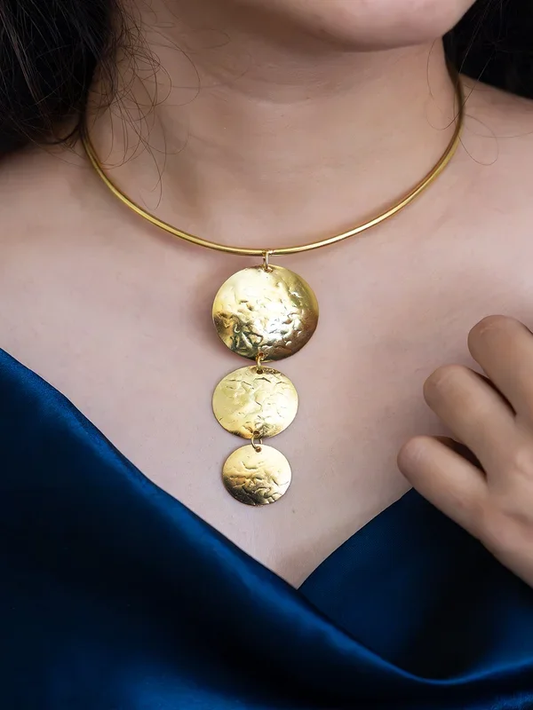 Mandala Statement Brass Adjustable Choker (Anti Tarnish)
