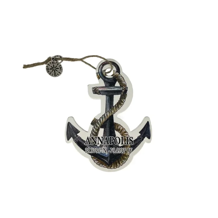 Map Mom Wood Anchor Ornament-Annapolis