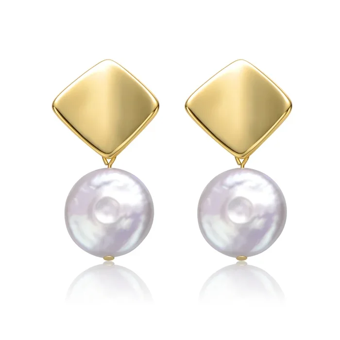 Marceline Pearl Double Dangle Square Earrings