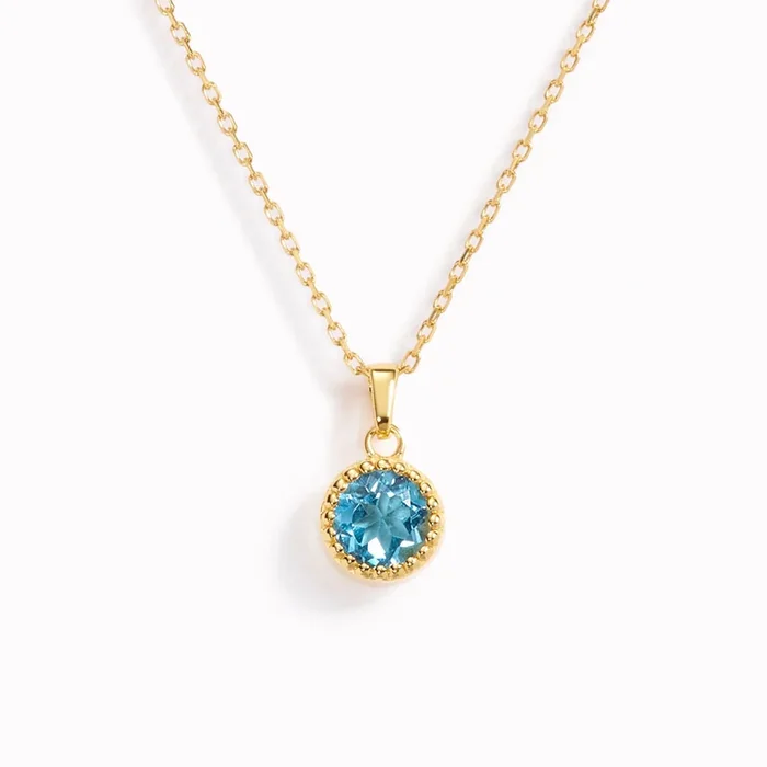 March Birthstone Necklace – Swiss Blue Topaz