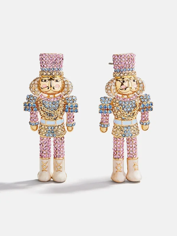 March of the Bling Statement Earrings – Pink/Blue Nutcracker