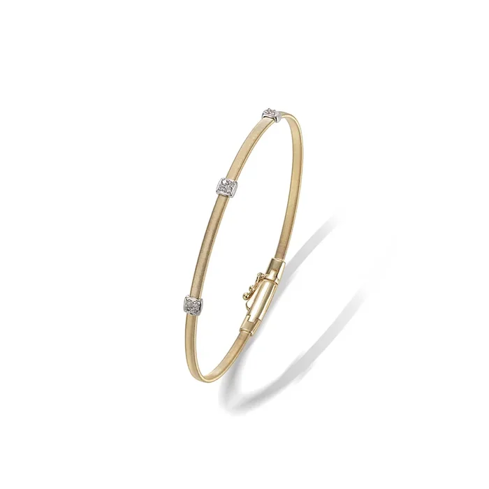 Marco Bicego Masai Collection 18k Yellow Gold and Diamond Small Three Station Bracelet