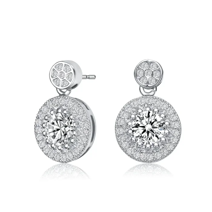 Marie Double Button Thick Halo Drop Earrings