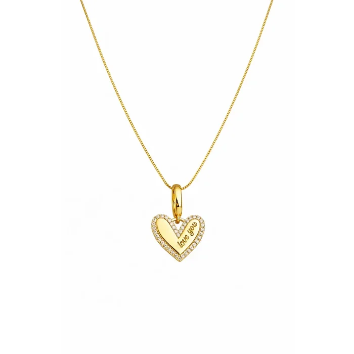 Marina “Love You” Pavé Heart Necklace