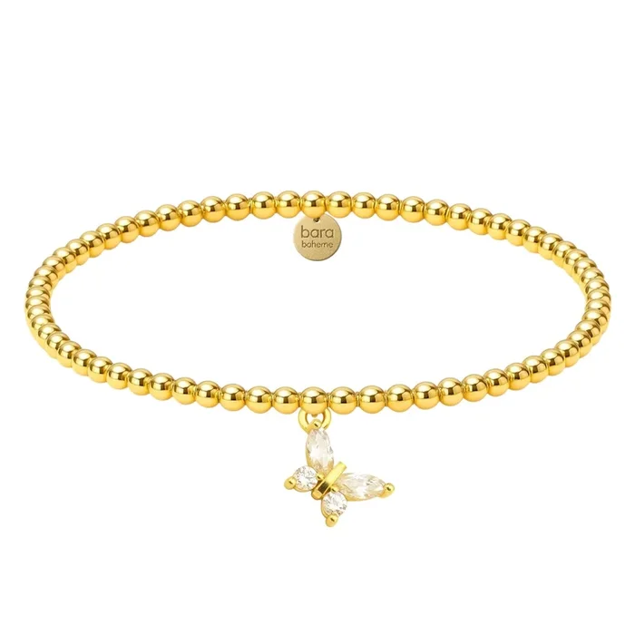 Marquee Butterfly Charm | Gold Filled Beaded Bracelet