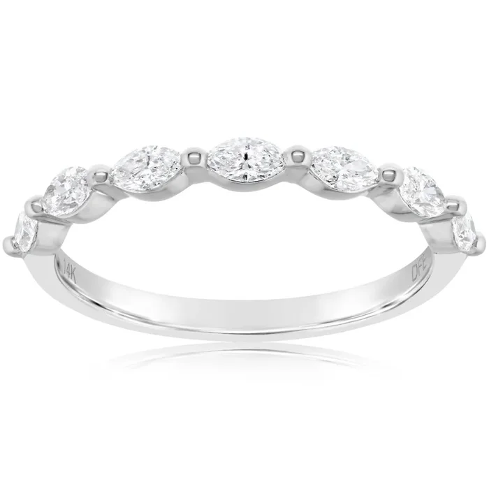 Marquise & Round Cut Diamond Wedding Band