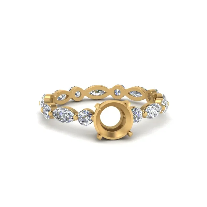 Marquise And Round Eternity Semi Mount Engagement Ring