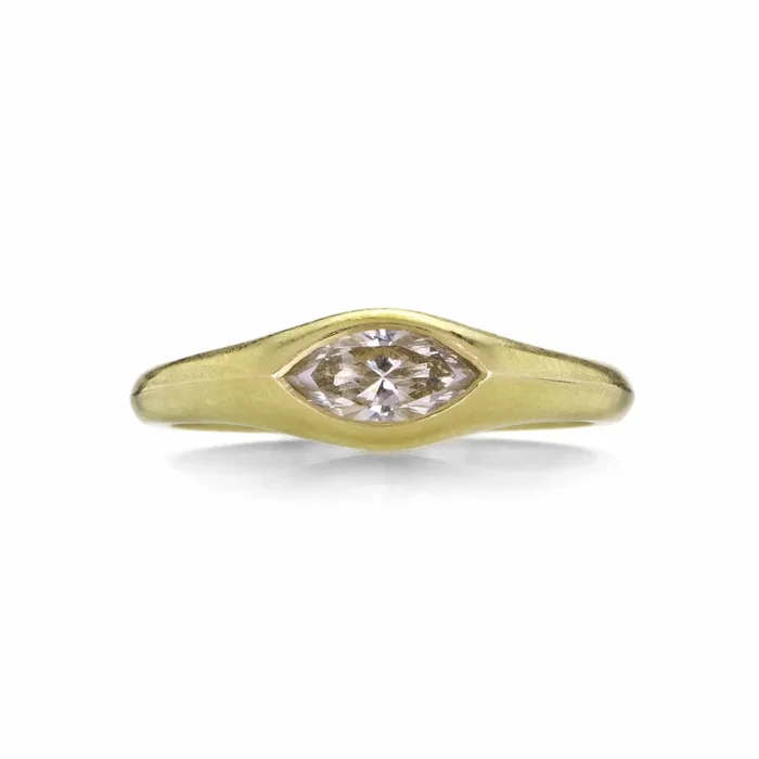Marquise Brown Diamond Signet Ring