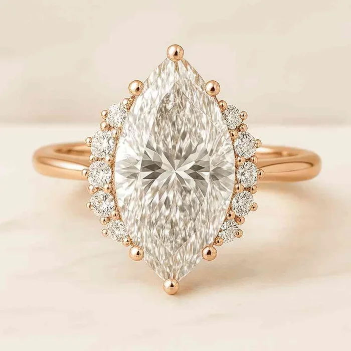 Marquise Cut Diamond Side Halo Engagement Ring