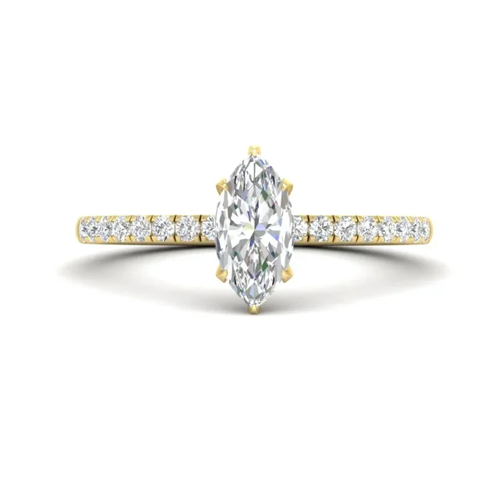 Marquise Cut French Pave Diamond Ring