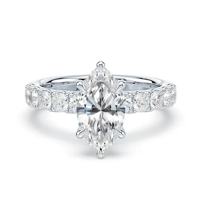 Marquise Cut Wide Pave Ring