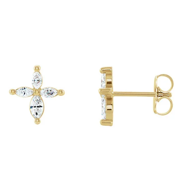 Marquise Diamond Cross Earrings
