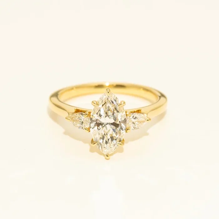 Marquise Diamond Three Stone Engagement Ring in 18kt Yellow Gold (1 3/4ct tw)