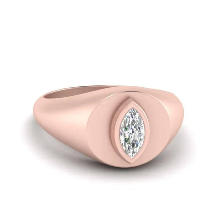 Marquise Disc Thick Signet Ring