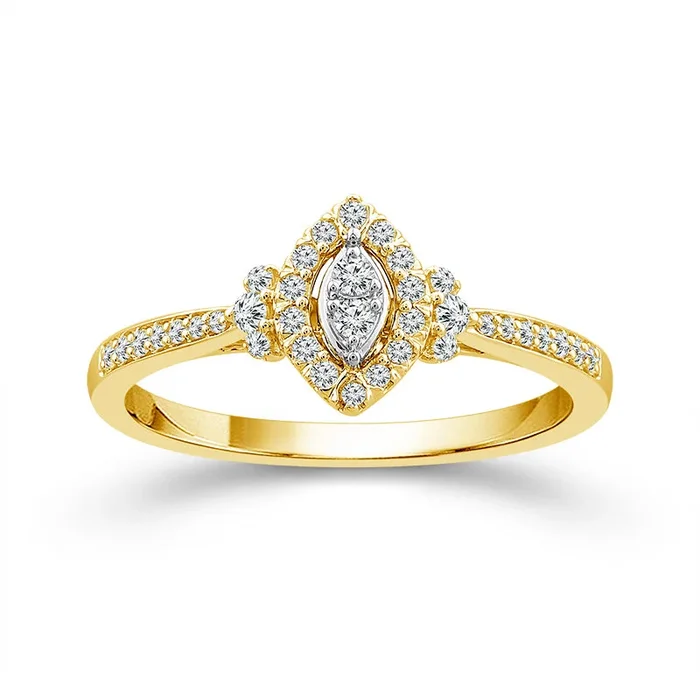 Marquise Harmony Round Diamond Promise Ring