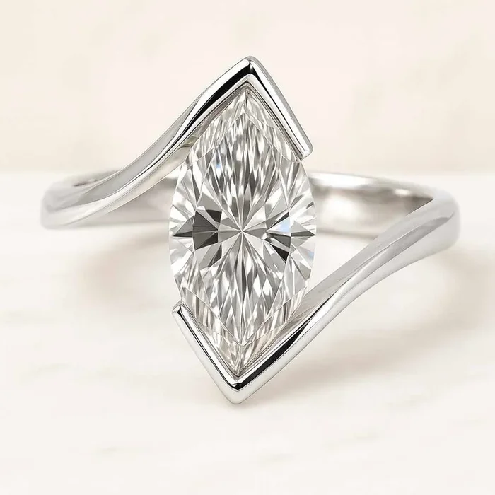 Marquise Lab Diamond Bypass Ring