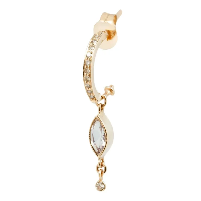 Marquise Moonstone & Diamond Hoop