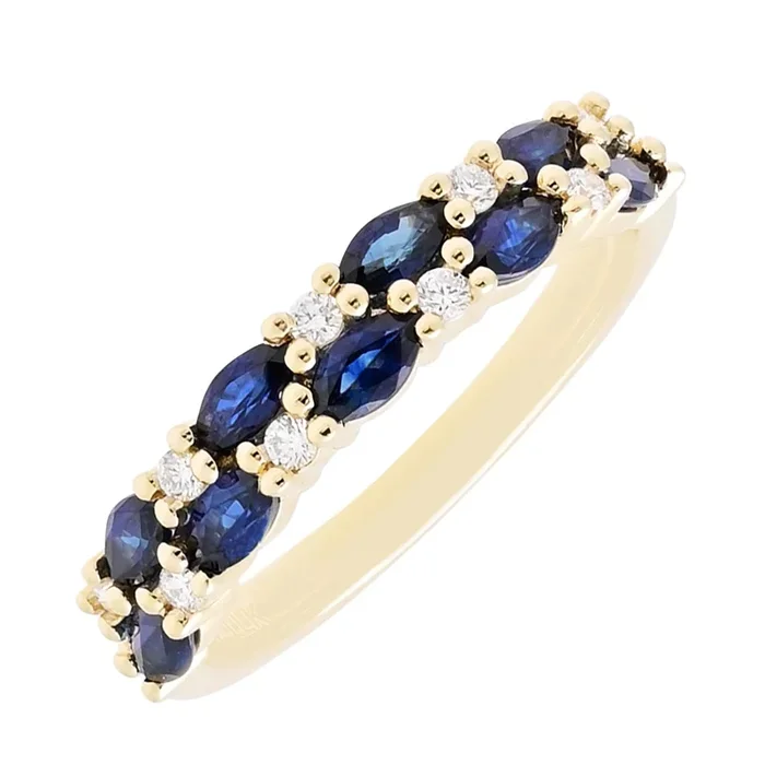 Marquise Sapphire Band in 14kt Yellow Gold with Diamonds (1/7ct tw)