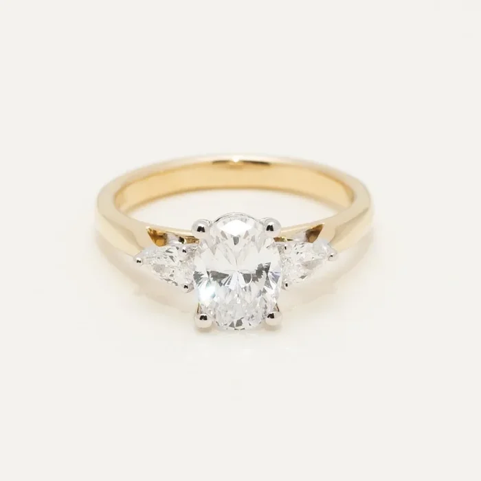 Martin Flyer Pear and Oval Diamond Engagement Ring Setting in 14kt Yellow Gold (1/3ct tw)