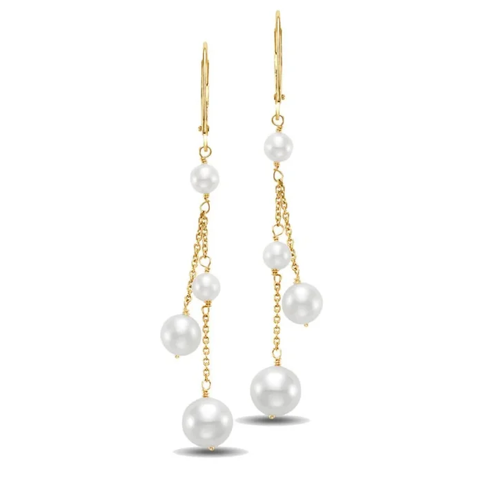 Mastoloni 14k Gold Pearl Tassle Drop Earrings
