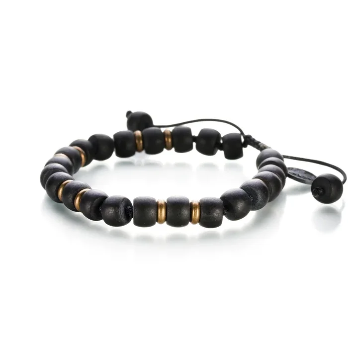 Matte Onyx & Antique Brass Bracelet