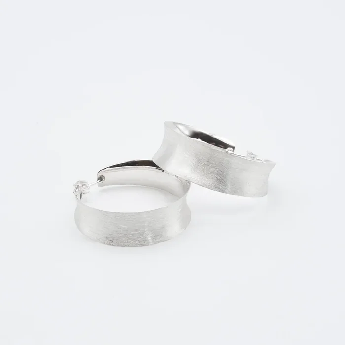 Matted Concave Sterling Silver Hoop Earrings