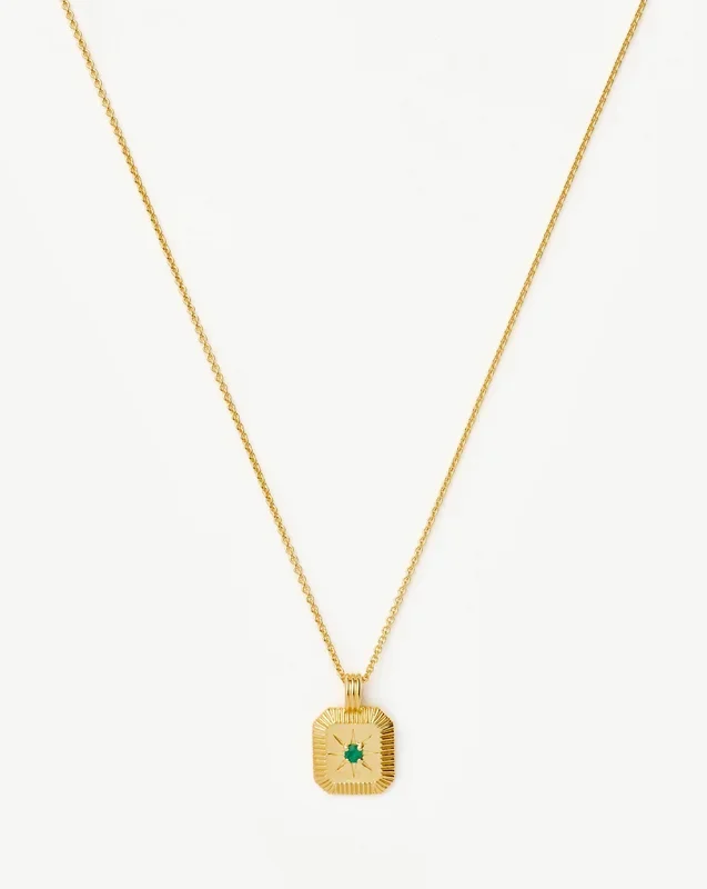 May Birthstone Pendant Necklace | 18ct Gold Vermeil/Green Onyx