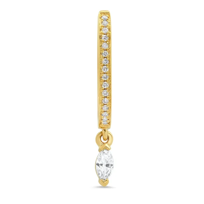 Medium Maasai Hoop with Marquise Drop White Diamond Pavé – Four Colors
