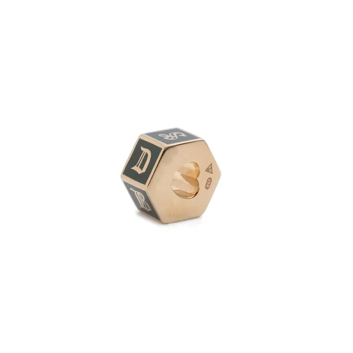Medium Olive Ceramic Custom Heart Beat : in Yellow Gold
