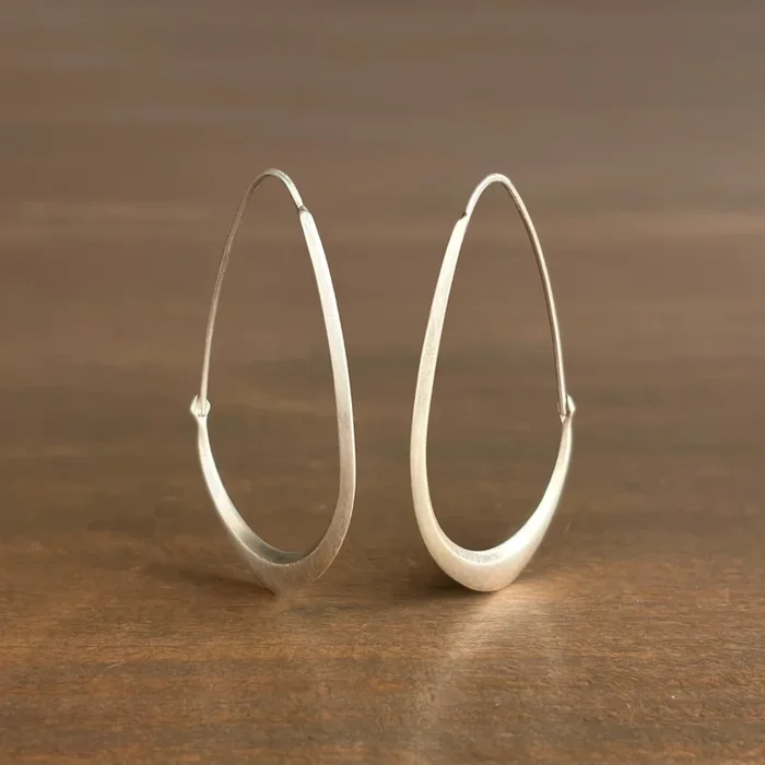 Medium Silver Facet Hoop Earrings