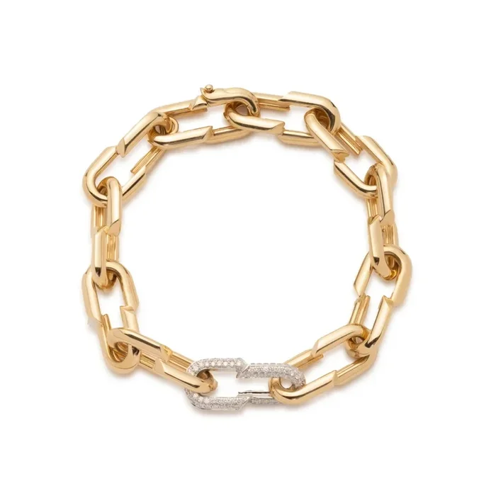 Medium Strong Hearts Love Single Pave Link Chain Bracelet