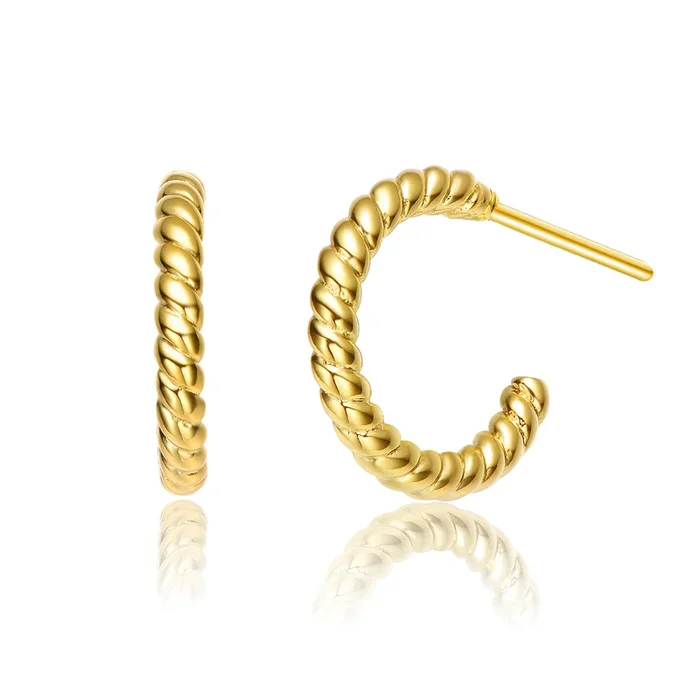 Melanie Ribbed Open Hoop Post Earrings