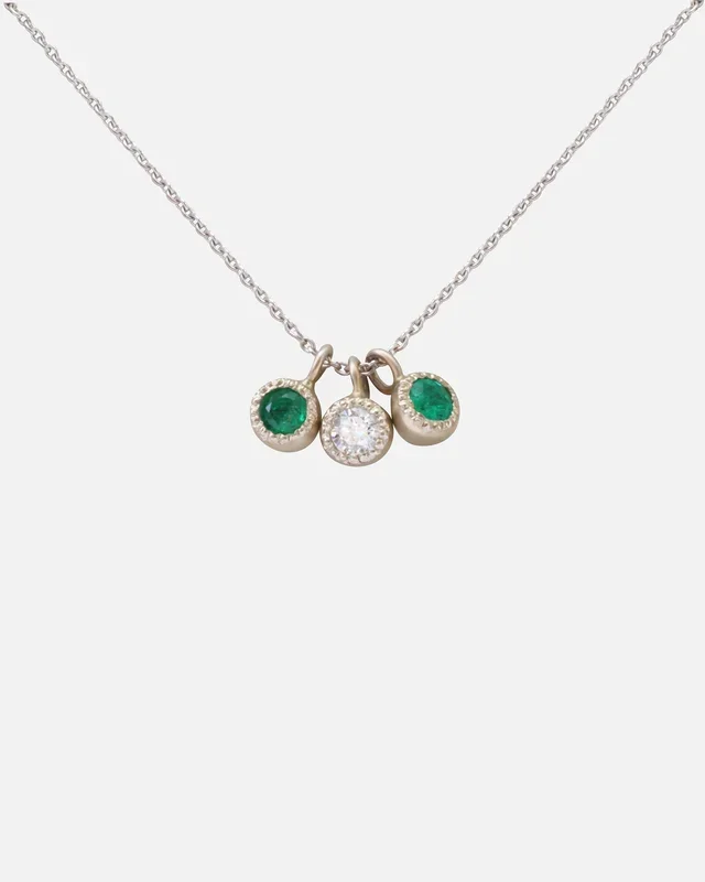 Melee / Triple Diamond & Emerald Pendant