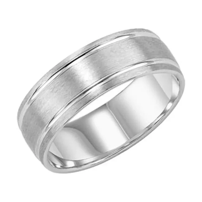 Men’s 14k 8mm Low Dome Carved Wedding Band