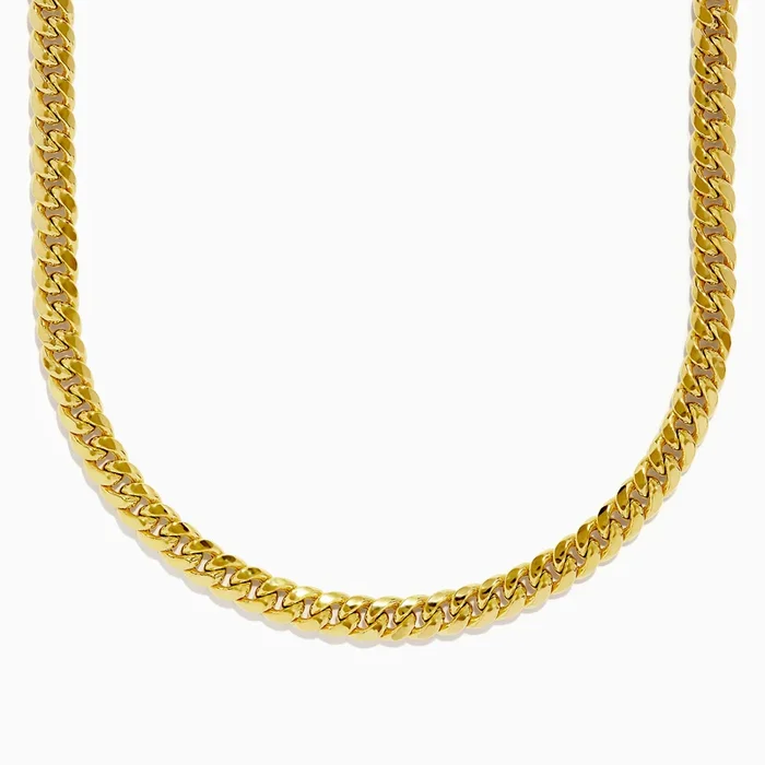 Men’s 14K Yellow Gold Hollow Curb Chain Necklace 22″