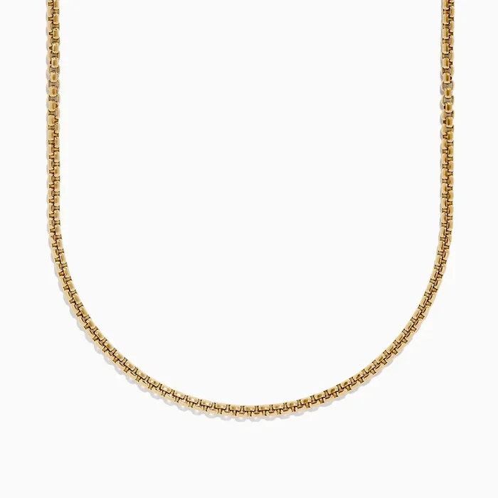 Men’s 14K Yellow Gold Round Box Chain Necklace, 22”